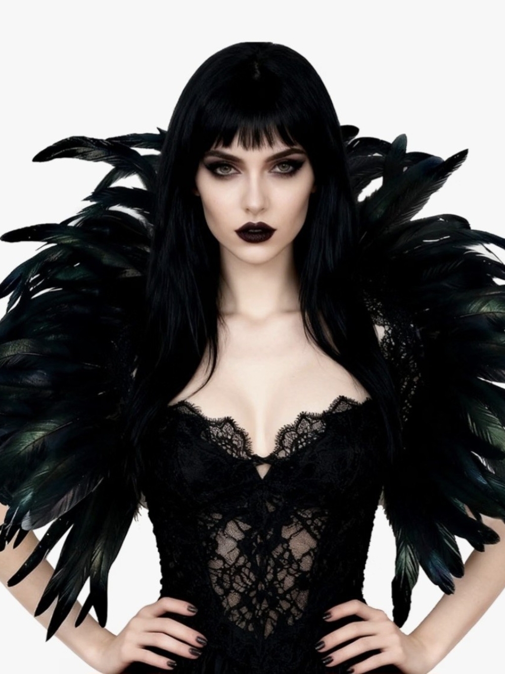 Black Feather Shaw Festival, Carnival, Showgirl, Crow Gothic Etc. Worn Once